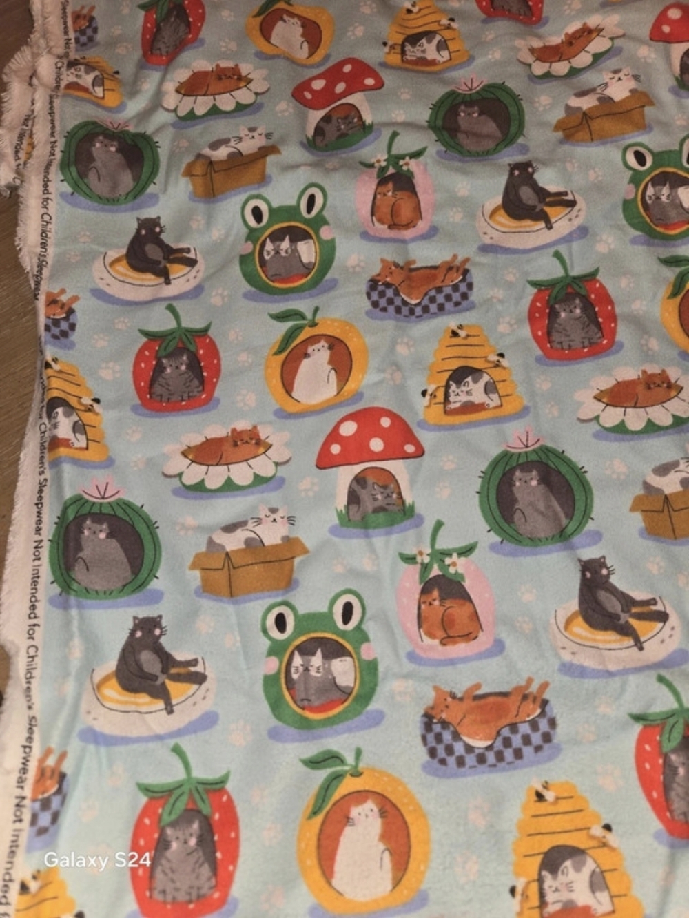 Cat Print Cotton Flannel Fabric 1 Yard Cats In Houses New